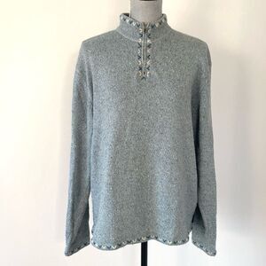 Woolrich Women’s Gray Turtleneck Sweater Geometric Trim sz XL Gorpcore Cottage